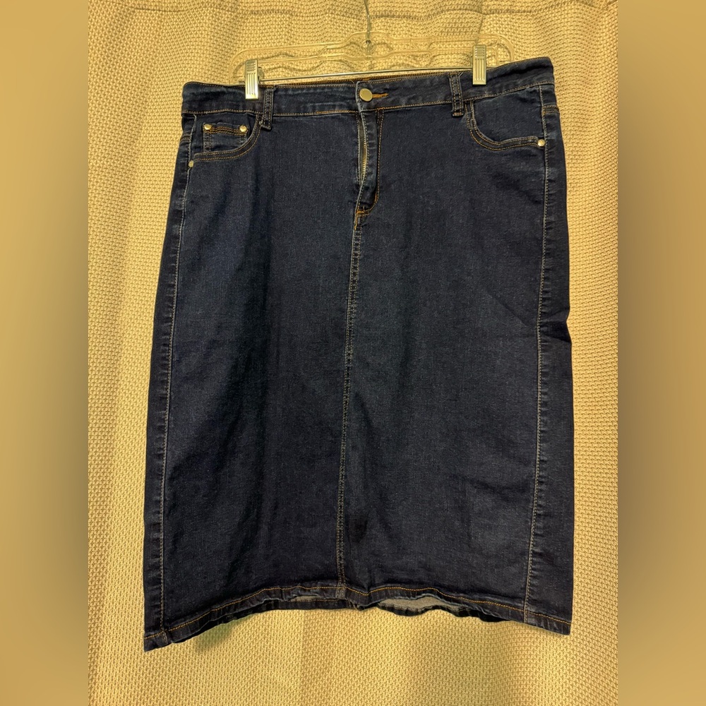 Knee length denim skirt